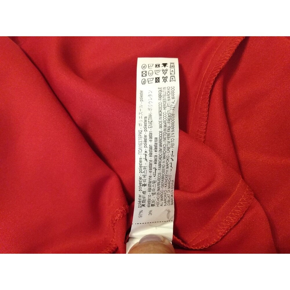 Zara Women Long Satin Effect‎ Draped Style Red Dress Size Medium - Picture 6 of 8